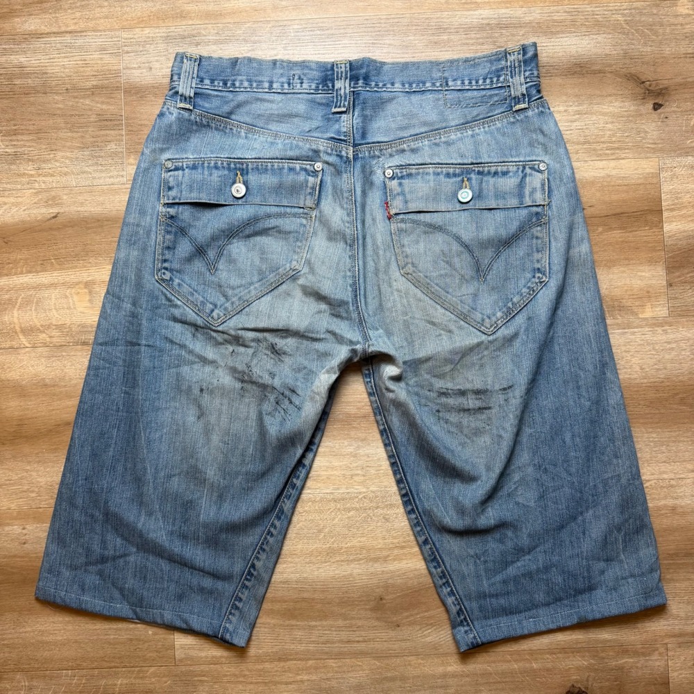 Levi's Engineered Jeans Shorts Men 33 Blue Dirty Wash Denim Denim Twisted Seam